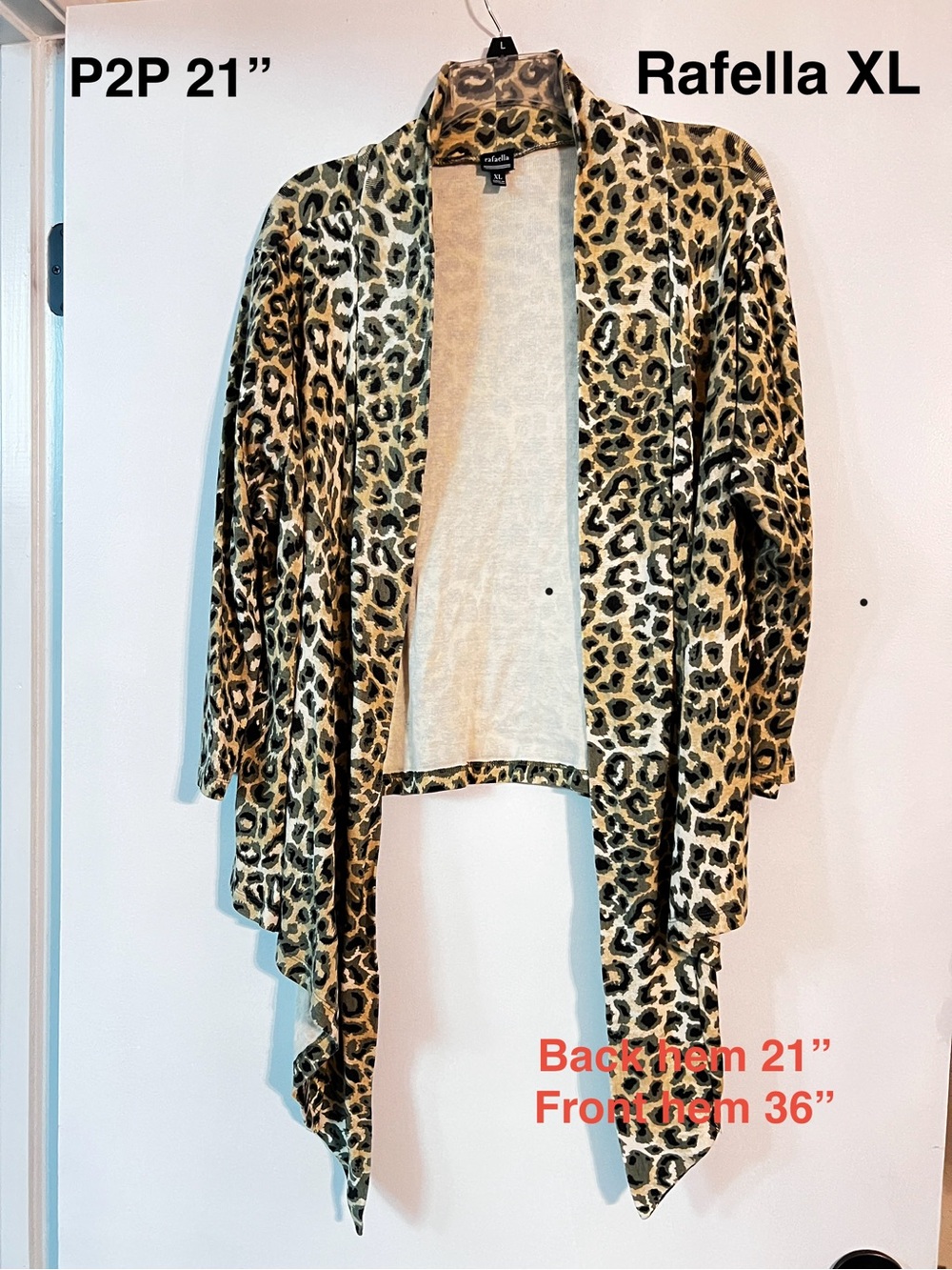 Rafaella Leopard Print Open Front Cardigan - XL